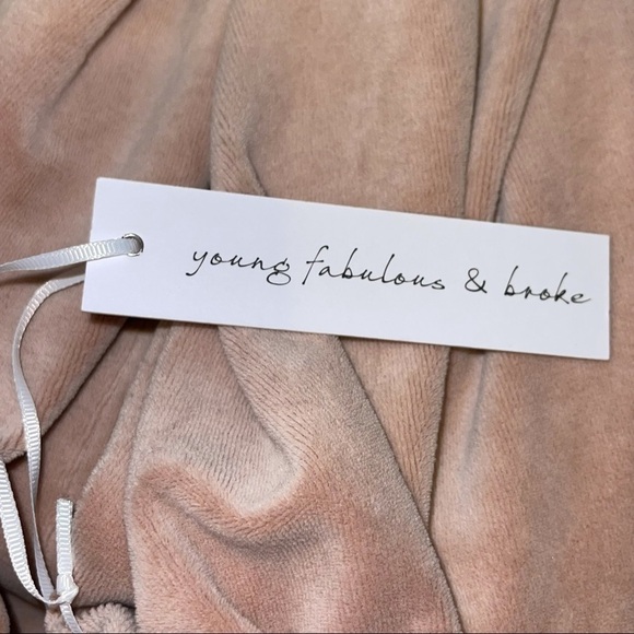 NEW! Young Fabulous & Broke Velour Tan Long Sleeve Crew Neck Women's Size Large - Picture 6 of 7